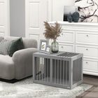 PawHut 31.5" L Dog Crate Furniture with Double Doors - Grey-Colour: Grey 