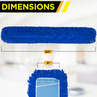 Gritt Commercial Microfiber Looped Dust Mop Pad Head - 60" x 5" - Blue - 3 Pack-Cleans many surfaces: the microfiber dust mop head covers a large area and is designed to leave all flooring clean and steak-free