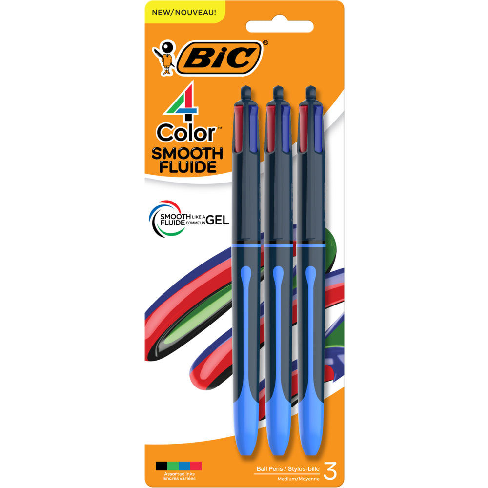 BIC 4-Color Retractable Ballpoint Pen-Black, Blue, Red