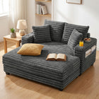 HOMCOM 60" Oversized Upholstered Chaise Lounge Sofa Bed - Grey-Features dual armrest cup holders for uninterrupted gaming or movie sessions