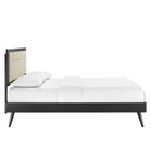Modway Willow Wood Queen Platform Bed with Splayed Legs - Black Beige-Wood, MDF, and Veneer Construction