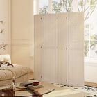 HOMCOM 4-Panel Freestanding Room Divider with Pegboard Panel for Indoor Bedroom - White-Material: Paulownia Wood 
