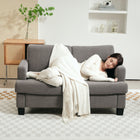 HOMCOM 54.3" Loveseat Sofa with Cushions - Dark Grey-Durable eucalyptus frame