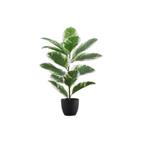 Monarch Specialties 27" Artificial Indoor Rubber Tree - Table - Black Pot-Add a touch of greenery to your space with this 27" Tall Artificial Rubber Plant that is set in a 5" black pot