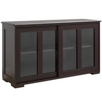 HOMCOM 42" L Modern Kitchen Storage Cabinet with 2 Sliding Glass Doors - Coffee-Compact sideboard is perfectly for a smaller dining space
