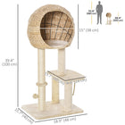PawHut 39" Cat Condo with Sisal Scratching Post and Hanging Ball - Beige-The cat condo has a classic colour scheme and modern style compliments your home decor 
