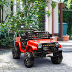Qaba 12V Kids Ride on Truck Car with Remote Control, Openable Doors - Red-Remote control features three speeds, self-driving option available for children 