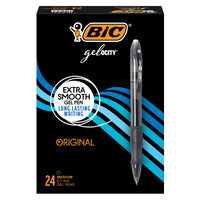 BIC Gelocity Gel Pens - Retractable - 0.7mm - Black - 24 Pack-Smooth-writing gel pen perfect for any occasion