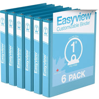 Davis Group Easyview Premium Binder - Round Ring - Customizable - 1" - Turquoise Blue - 6 Pack-3 Ring Binder