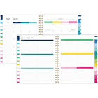 Emily Ley Simplified 2026-27 Weekly/Monthly Planner - 11" x 9" - Happy Stripe - Bilingual-Special pages include The Process of Simplifying, How to Use the Planner, Simplicity Challenge, bucket list