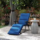 Outsunny Folding Lounge Chair with Cushion - Adjustable Back - Blue-Adjustable backrest and reclining seat for customizable comfort