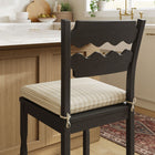Modway Jax Oak Wood Counter Stool With Wavy Razor Back and Cushion - Black Oatmeal Stripe-Non-Marking Foot Pads