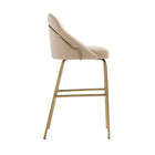 Manhattan Comfort Gracie 22" Modern Leatherette Upholstered Barstool - Tan and Gold-Seat Height: 29.1 in