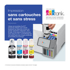 Epson - Imprimante multifonction couleur sans fil EcoTank ET-4950 à réservoirs d’encre géants – Blanc-Remplissage simple de l’encre: réservoirs d’encre de très grande capacité et bouteilles d’encre ecofit à détrompeur unique qui facilitent le remplissage des réservoirs: pas de gâchis, pas de stress, pas d’erreur de couleur