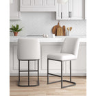 Manhattan Comfort Serena 17.71" Modern Leatherette Upholstered Counter Stool - White - 2 Pack-Frame Made of Metal with Matte Black Finish