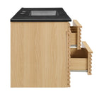 Modway Render 48" Wall-Mount Bathroom Vanity - Oak/Black-8
