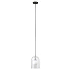 Hudson&Canal Sondre 8" Wide Double Layer Pendant with Glass Shade - Blackened Bronze/White Milk/Clear-Rated for one 60W incandescent bulb - 9W LED bulb, 13W fluorescent (CFL) bulb, or 9W self-ballasted LED bulb, E26-base bulb, Bulb not included