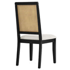Modway Arlo Faux Rattan and Wood Dining Side Chairs - Black/Natural/Heathered Weave Ivory - 2 Pack-8