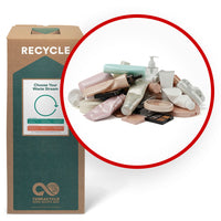 TerraCycle Beauty Products and Packaging - Zero Waste Box - Large-Recycle any brand empty personal care, beauty care, skin care, hair care, or cosmetic packaging, flexible plastic, multilayered flexible packets, pouches, sachets, flexible plastic tubes, multilayered tubes, aluminized tubes, rigid plastic, pots, pump bottles, spray bottles, jars, complex closures, plastic bottles, lip balm tubes, soap dispensers, body wash bottles, lotion dispensers, caps, shampoo and conditioner bottles, hair gel tubes, tri