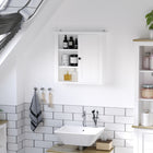 HOMCOM Modern Bathroom Wall Cabinet - White-Features a door cabinet and 3 open shelves for storing and displaying daily essential