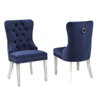 Brassex Darwin Accent Chair - Set of 2 - Navy-Includes: 2 dining chairs