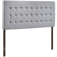 Modway Tinble Upholstered Fabric Queen Headboard - Sky Grey-Elegantly tufted button headboard