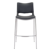 Zuo Ace Barstool - Black/Silver - Set of 2-Plush and durable faux leather fabric