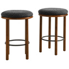 Modway Fable Boucle Fabric Counter Stools - Walnut Charcoal - Set of 2-26 Inch Counter Stools - Set of 2