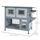 PawHut 2-Tier Outdoor Cat House with Escape Door and Weatherproof Roof - Grey-Pull-out middle shelf simplifies cleaning, enhancing hygiene and convenience 