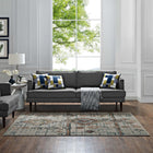 Modway Jenica Distressed Moroccan Tribal Abstract Diamond Area Rug - 5 ft W x 8 ft L - Silver Blue Beige/Brown-Protect Floors From Traffic/Furniture