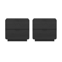 Manhattan Comfort Chrystie 26" Contemporary Modern 2-Drawer Nightstand Set - Black-Modern Nightstand for Bedroom and Living Room Use