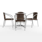 Flash Furniture 23.5" Round Aluminum Indoor-Outdoor Table Set with 4 Dark Brown Rattan Chairs-Designed for Commercial and Residential Use