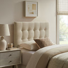Modway Emily Fabric Upholstered Twin Size Headboard - Ecru-Wood Blend Frame