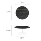 Modway Lippa 36" Round Faux Marble Coffee Table - White Black-Artificial Marble Tabletop