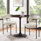 Modway Lippa 28" Round Wood Dining Table - Black Cherry Walnut-Chip-Resistant Metal Pedestal Base