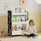 Qaba Kids Bookshelf, Kids Bookcase with Wheels -White-Includes 4 smooth casters with 2 brakes, creating a mobile reading nook

