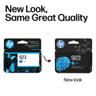 HP 923 Ink Cartridge - Standard Yield - Cyan-Up to twice as many prints with Original HP ink compared to non-HP ink