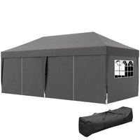 Outsunny 10' ft W x 20 ft L Pop Up Tent Outdoor Easy Folding Gazebo Party Tent - Black-10x20 party tent with 6 removable walls, great for outdoor event use, like BBQ, flea market, etc