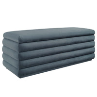 Modway Mezzo Upholstered Performance Velvet Storage Bench - Cadet Blue-Channel Tufted