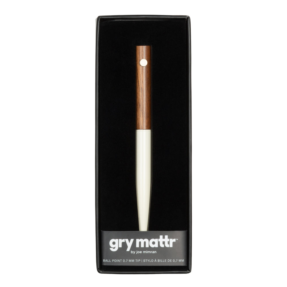 Gry Mattr Cream Wood and Metal Ballpoint Pen - 0.7mm - Black Ink