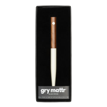Gry Mattr Cream Wood and Metal Ballpoint Pen - 0.7mm - Black Ink