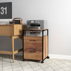 Vinsetto Mobile Letter/A4 Filing Cabinet with Drawers & Hanging Bars - Rustic Brown-Rustic wood texture panels and black metal frame adds an industrial charm
