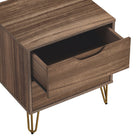 Manhattan Comfort Avira 20" Mid-Century Modern 2-Drawer Nightstand - Brown-Sleek metal legs add a contemporary touch and sturdy support