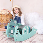 Qaba 3-in-1 Kids Slide and Rocking Horse - Green-Smooth high-quality HDPE material can protect children's skin 