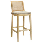 Modway Ovard Wood and Rattan Bar Stool - Natural-Armless Bar Stool