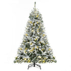 HOMCOM 6' Pre-Lit Snow-Flocked Artificial Christmas Tree with Warm White LED - Green-6ft Christmas tree with 928 green PVC branches 