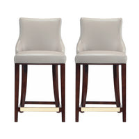 Manhattan Comfort Shubert 22.64" Modern Leatherette Upholstered Counter Stool - Light Grey - 2 Pack-Modern Counter Stool with Backseat Perfect for Counter and Kitchen Use. Set of 2