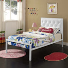 Modway Mia Vinyl Twin Bed - White -Powder-coated steel frame