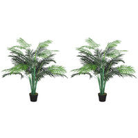 Outsunny 4' Artificial Tropical Palm Tree with Lifelike Leaves - Green - 2 Pack-Beautiful artificial palm design plant, set of two 