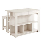 Modway Meadowbrook 3-Piece Kitchen Island and Stool Set - White Maple-Modern Kitchen Island Set